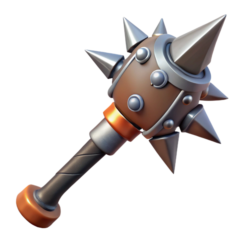 stunning classic A fierce warhammer with spikes and a long handle. NO BACKGROUND with Transparent Background. authentic png