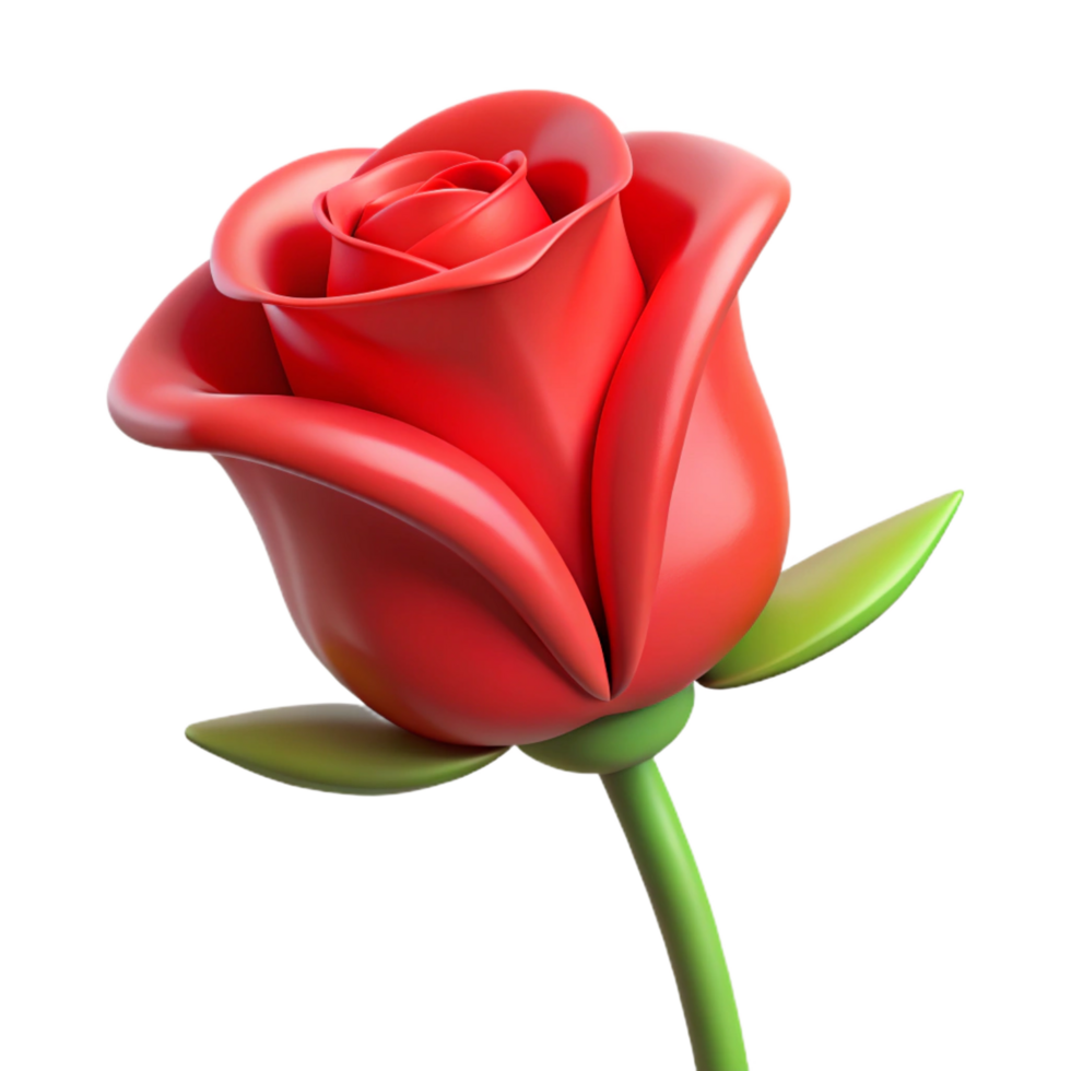 joyful gorgeous Single red rose bud NO BACKGROUND with Transparent Background. high resolution png