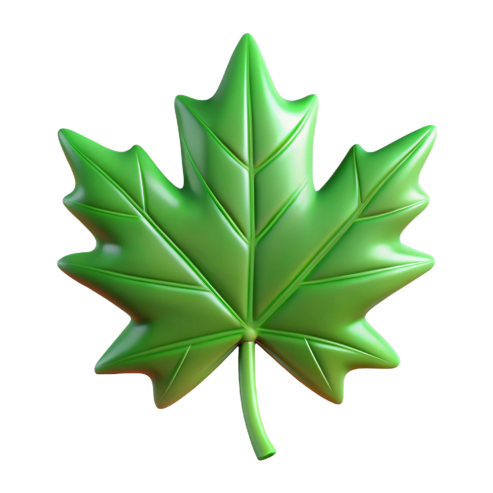 sumptuous playful gothic Green leaf of a maple tree NO BACKGROUND with Transparent Background. detailed png