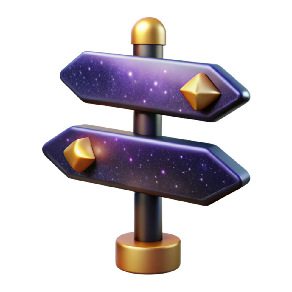 dramatic contemporary Street Sign Post with Multiple Signs Transparent Background original png