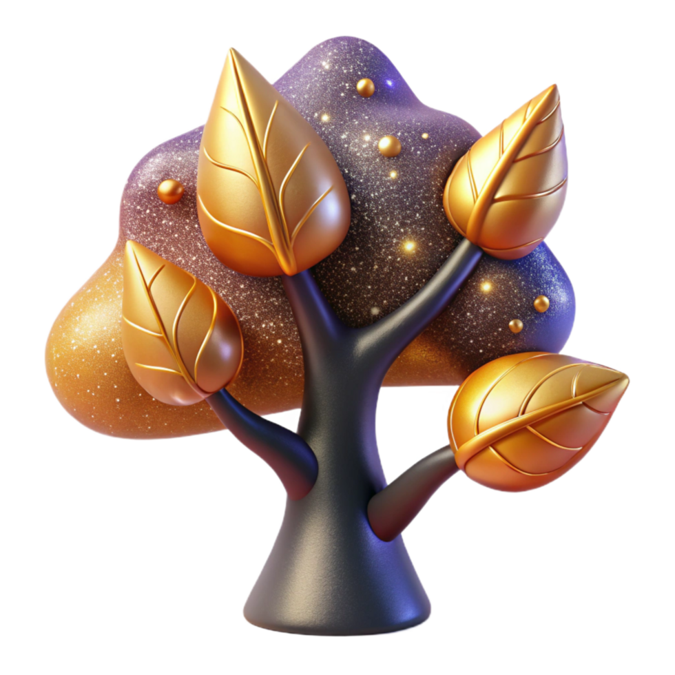 impressive rustic Stylized Tree Iconography Cutout with Autumn Leaves high quality png