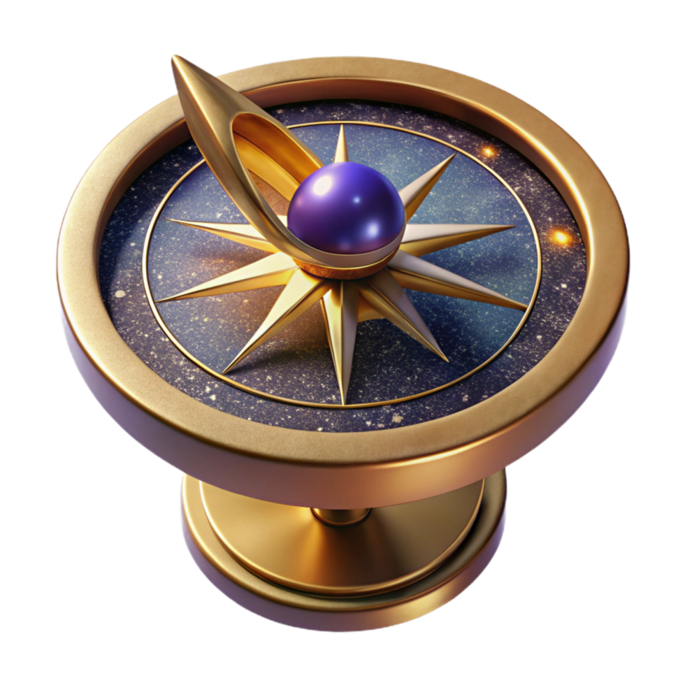 extraordinary contemporary Sun Dial with Short Shadow Isolated authentic png