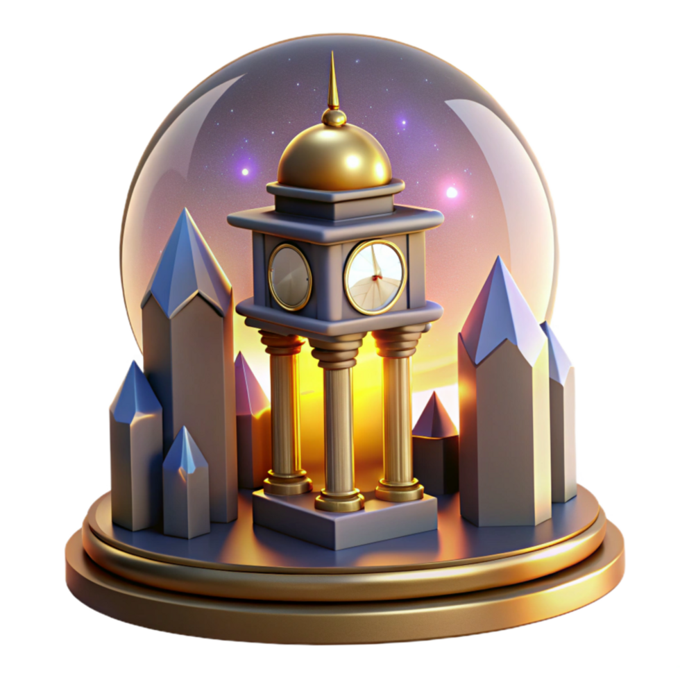 serene modern Sun Setting Behind Clock Tower Transparent Background png