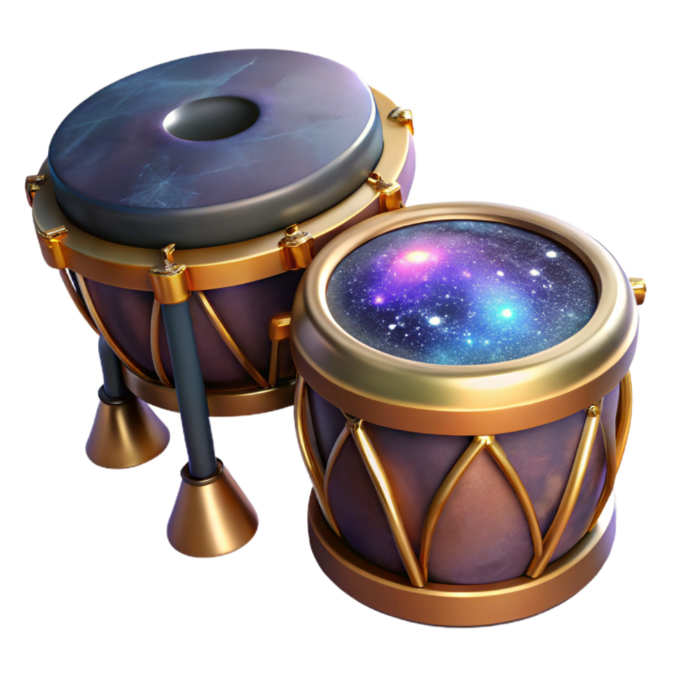 stunning rustic Tabla Drums Isolated with Pair of Small Hand Drums png