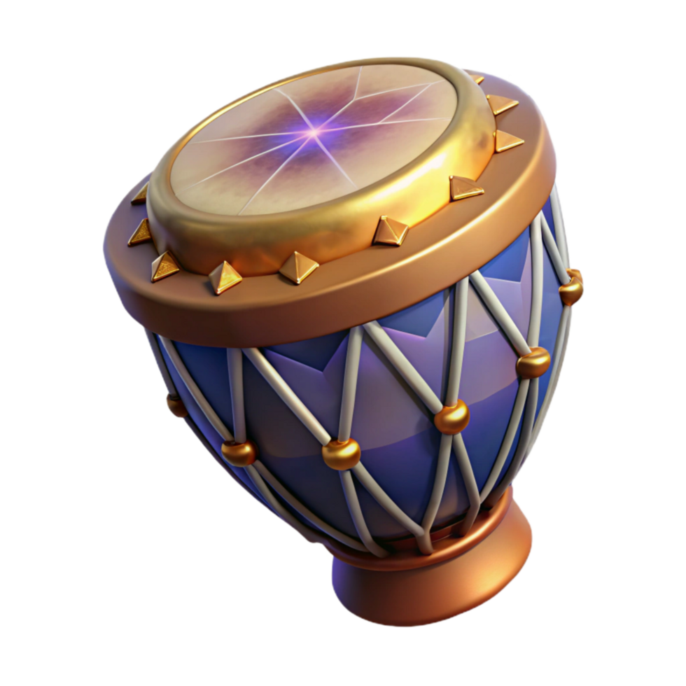 impressive vintage Tribal Drum Isolated on Transparent Background Top View premium png