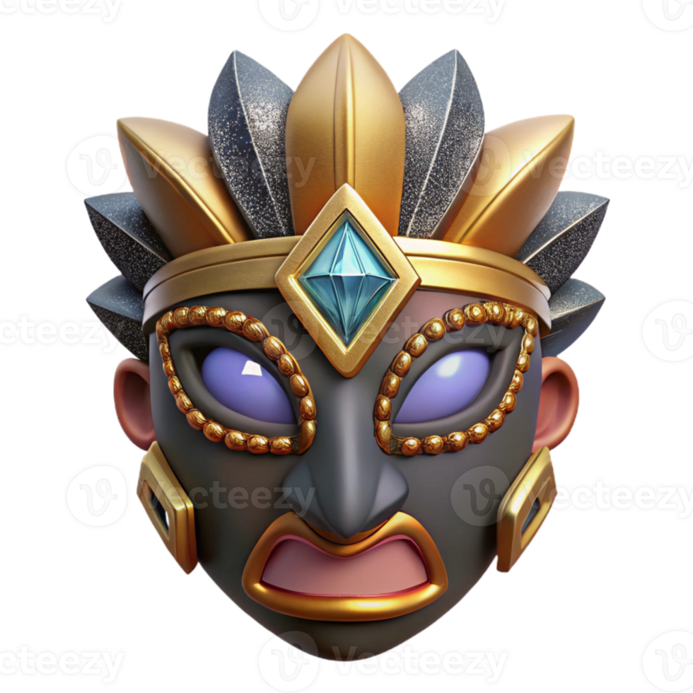 serene traditional Tribal Mask Iconography Front View Cutout exclusive png