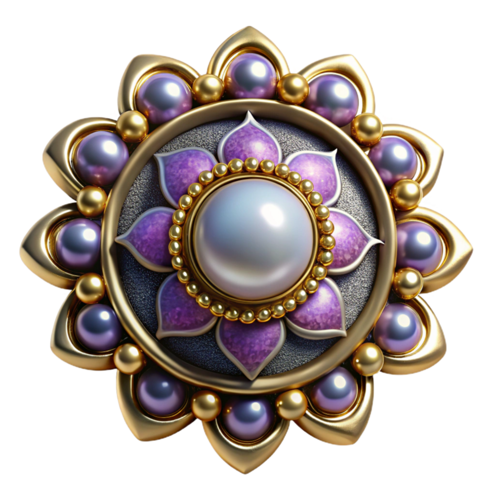 extraordinary abstract Victorian Brooch Pearl Detail Isolated authentic png