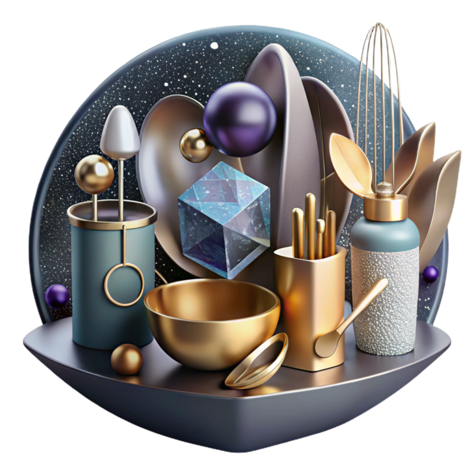 impressive contemporary Abstract Still Life with Objects Isolated with Geometric Shapes detailed png