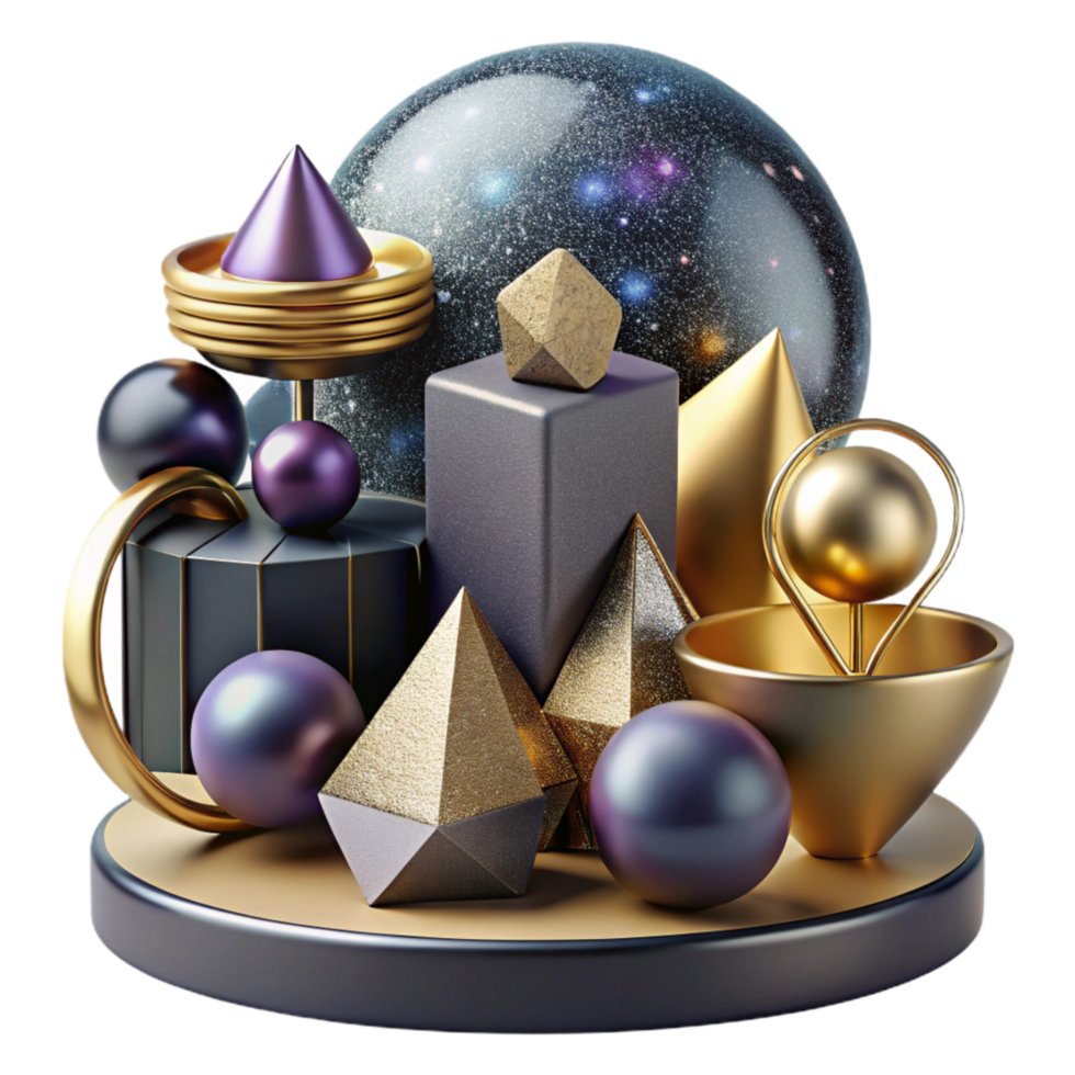 serene modern Abstract Still Life with Objects Isolated with Geometric Shapes detailed png