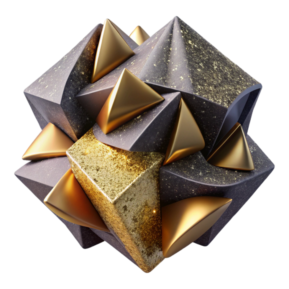 wonderful modern Angular Abstract Sculpture with Shadows Cutout on White exclusive png