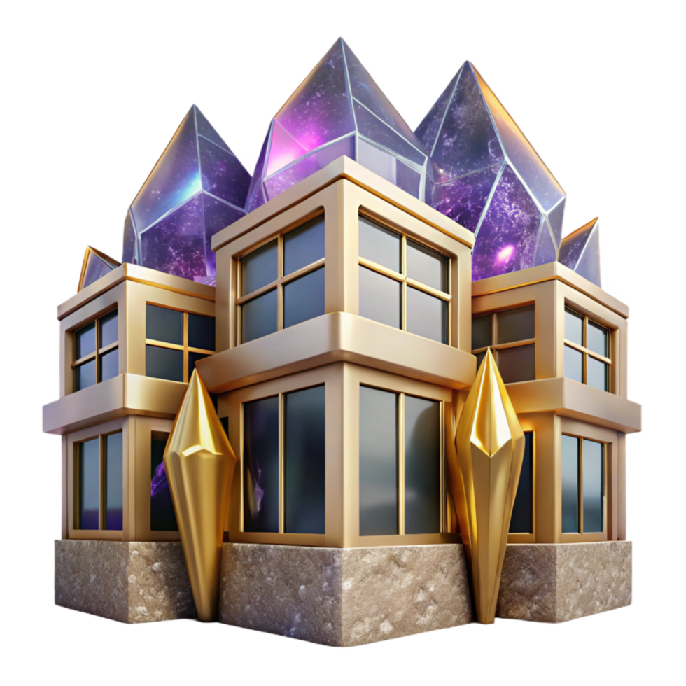 stunning abstract Angular Building Facade with Windows Transparent Background with Perspective high resolution png