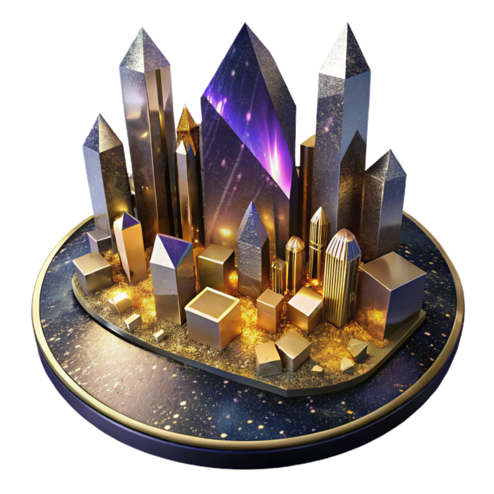 beautiful creative Angular Cityscape at Night Transparent Background with Lighting Effects original png
