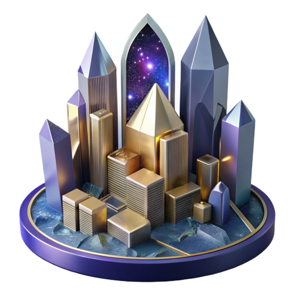 elegant modern Angular Cityscape with Skyscrapers Cutout with Perspective high quality png