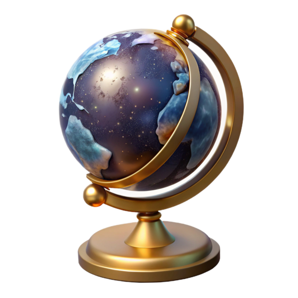 vibrant abstract Antique Globe Cutout with Stand Detail professional png