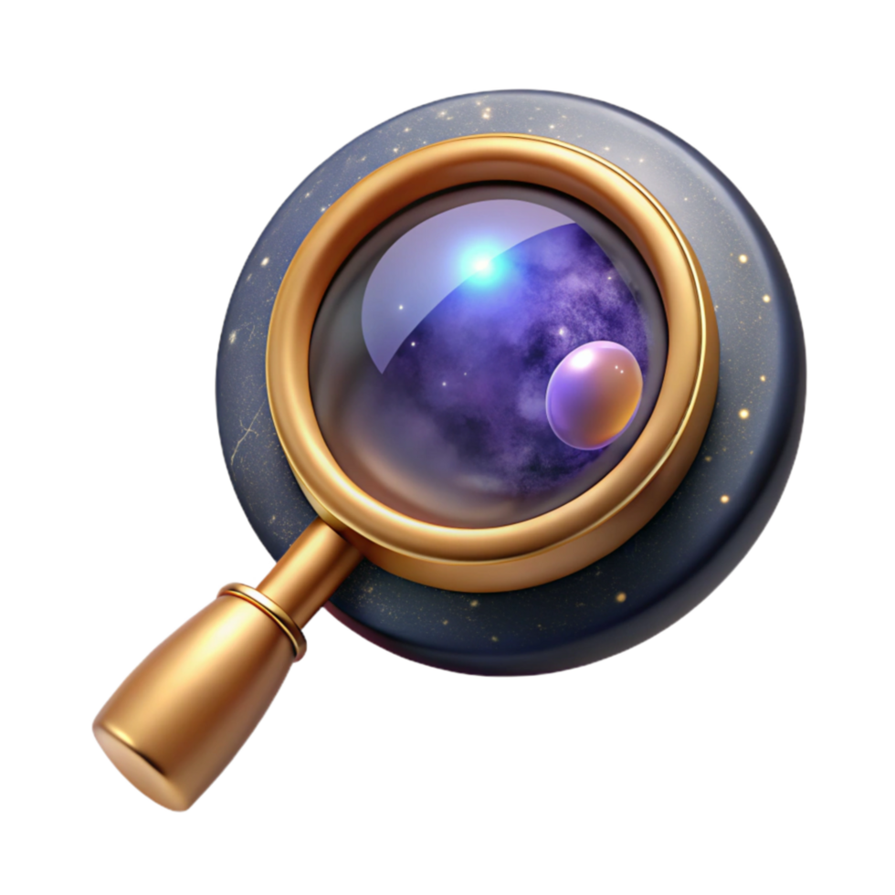 vibrant abstract Antique Map with Magnifying Glass Isolated premium png