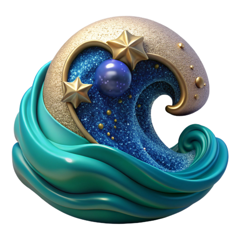 impressive classic Aqua Blue Wave Cutout with Crest high resolution png