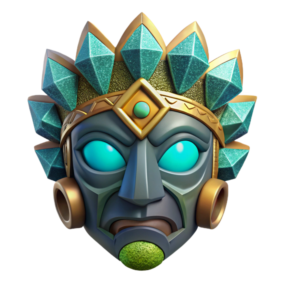 impressive creative Aztec Mask Turquoise Mosaic Isolated Element detailed png