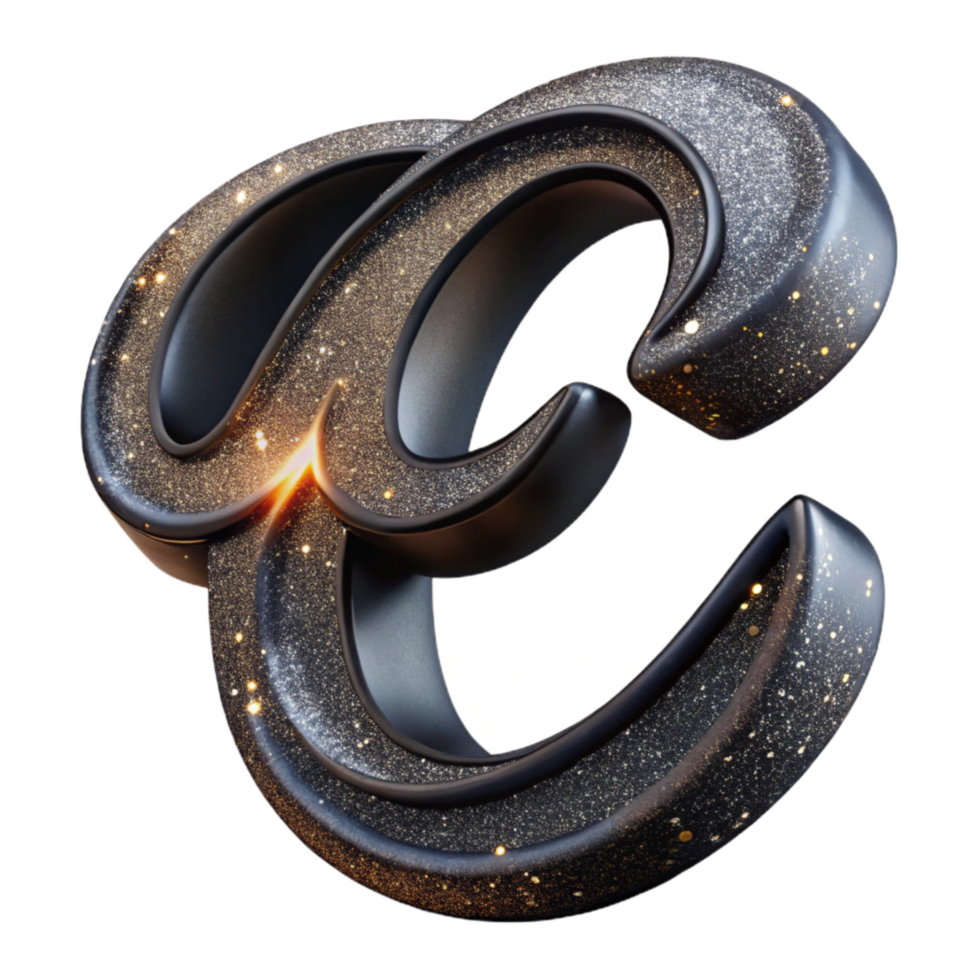 wonderful modern Black Calligraphy Initial E Transparent Background png