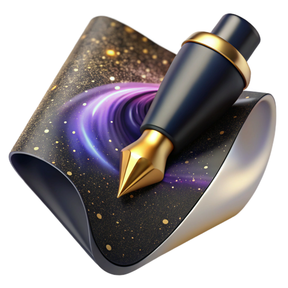 stunning modern Black Ink Pen on White Paper Isolated high resolution png