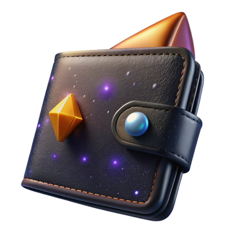 magnificent traditional Black Leather Wallet Front View Isolated Element original png