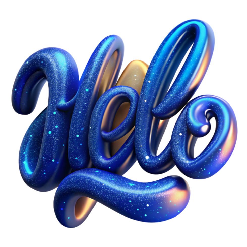 elegant rustic Blue Calligraphy Script Word Hello Isolated high quality png