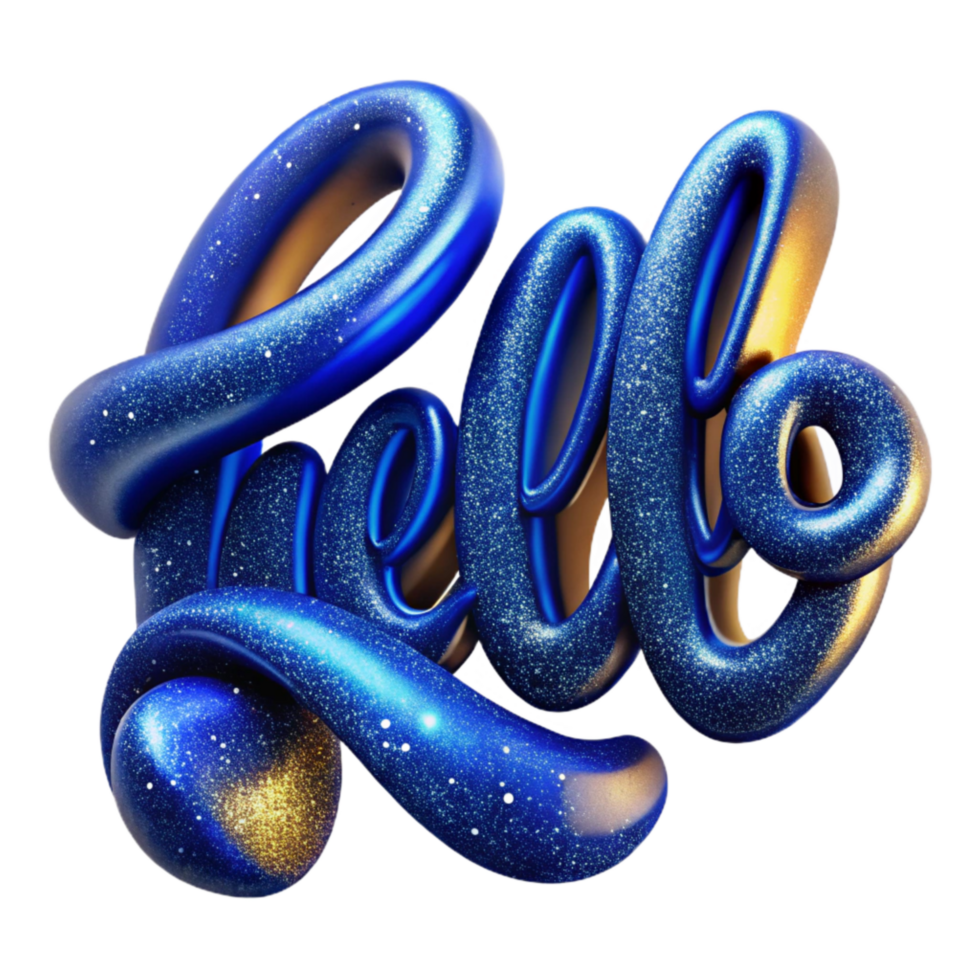serene classic Blue Calligraphy Script Word Hello Isolated high quality png