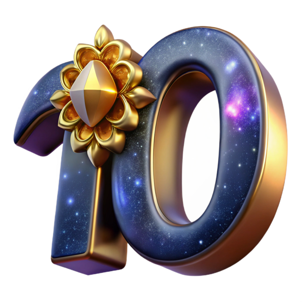beautiful rustic Bold Calligraphy Number 10 Cutout original png