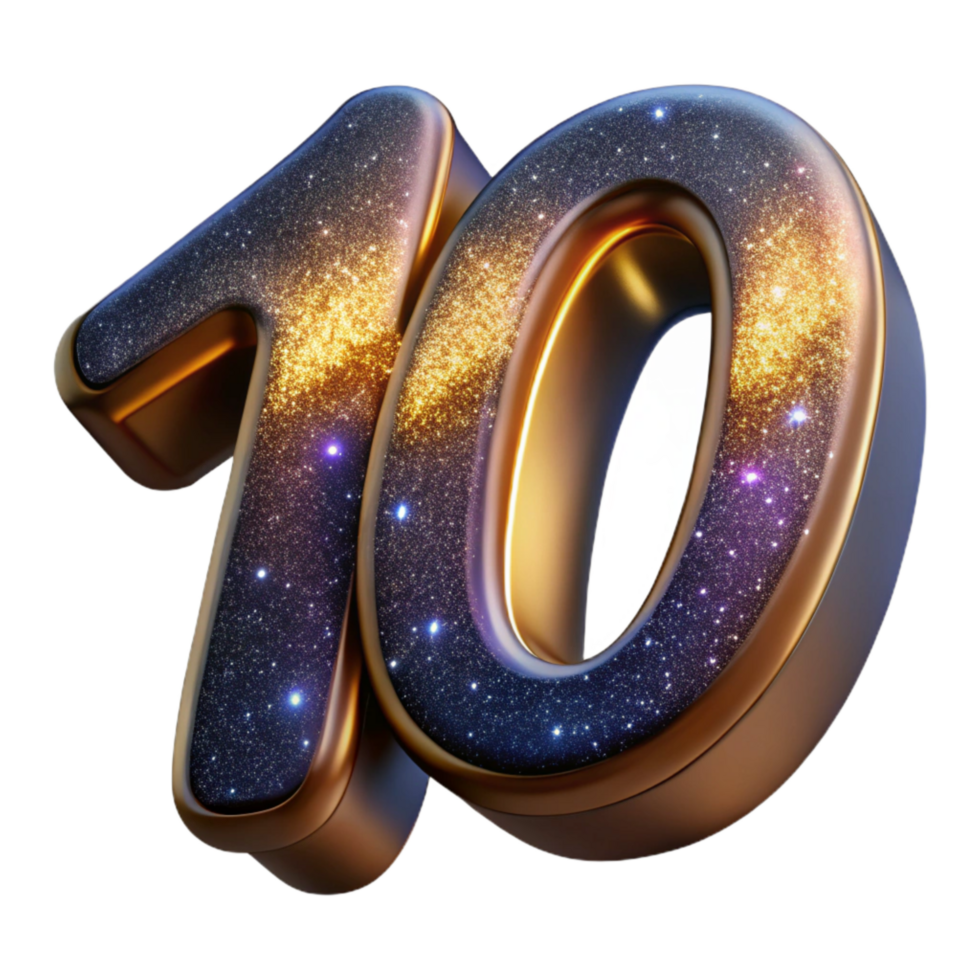 beautiful modern Bold Calligraphy Number 10 Cutout high quality png