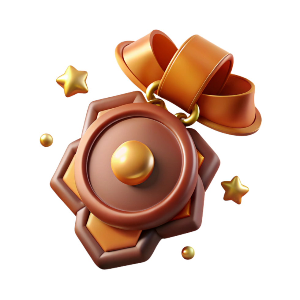 elegant artistic Bronze Brown Medal Isolated on Transparent Background detailed png
