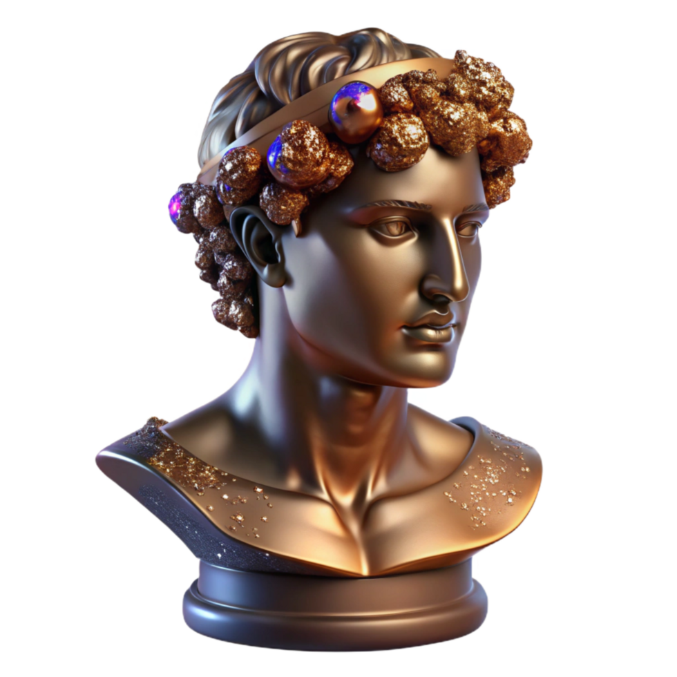 dramatic contemporary Bronze Sculpture Bust Side View Cutout high quality png