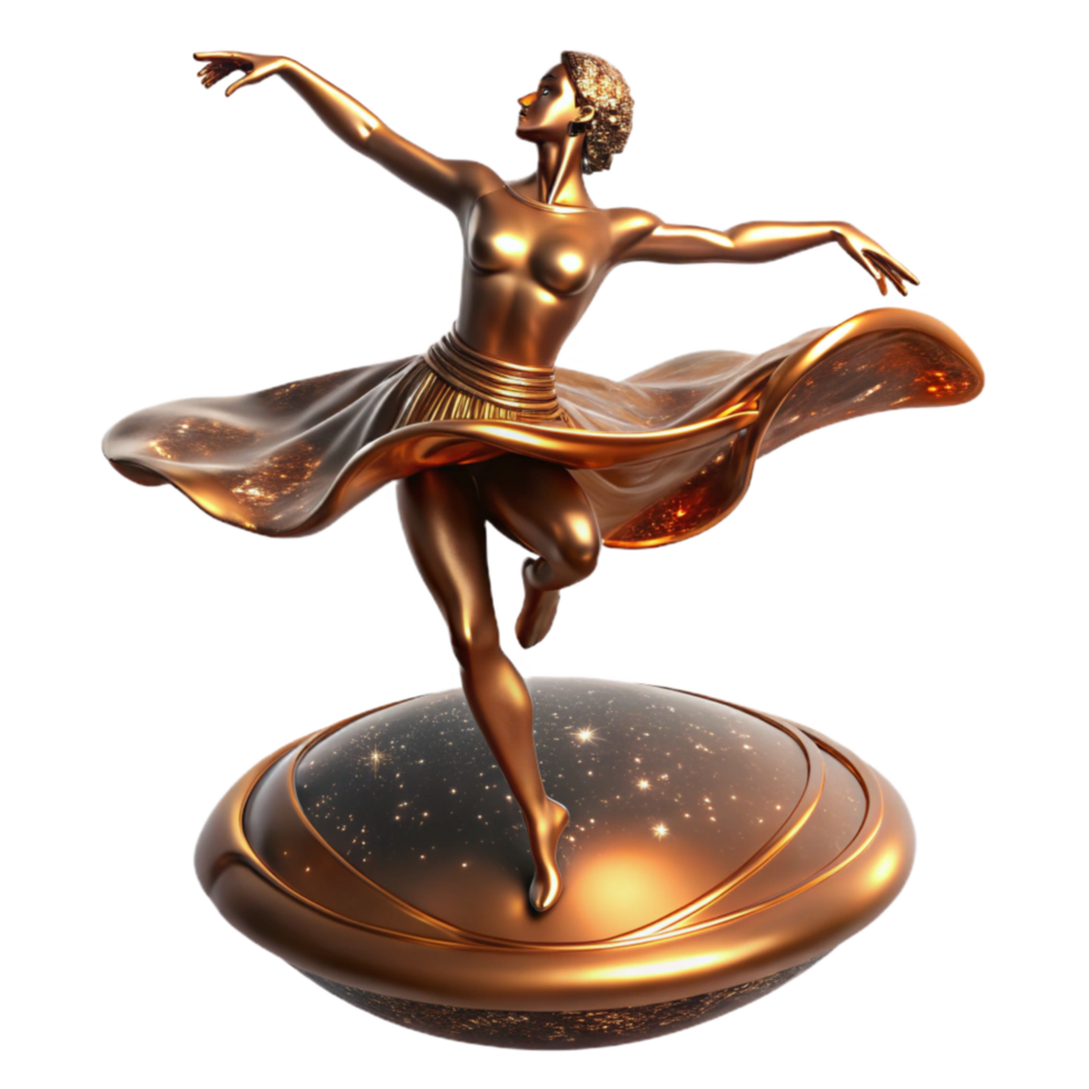 extraordinary creative Bronze Sculpture Female Dancer Graceful Movement Isolated Element genuine png