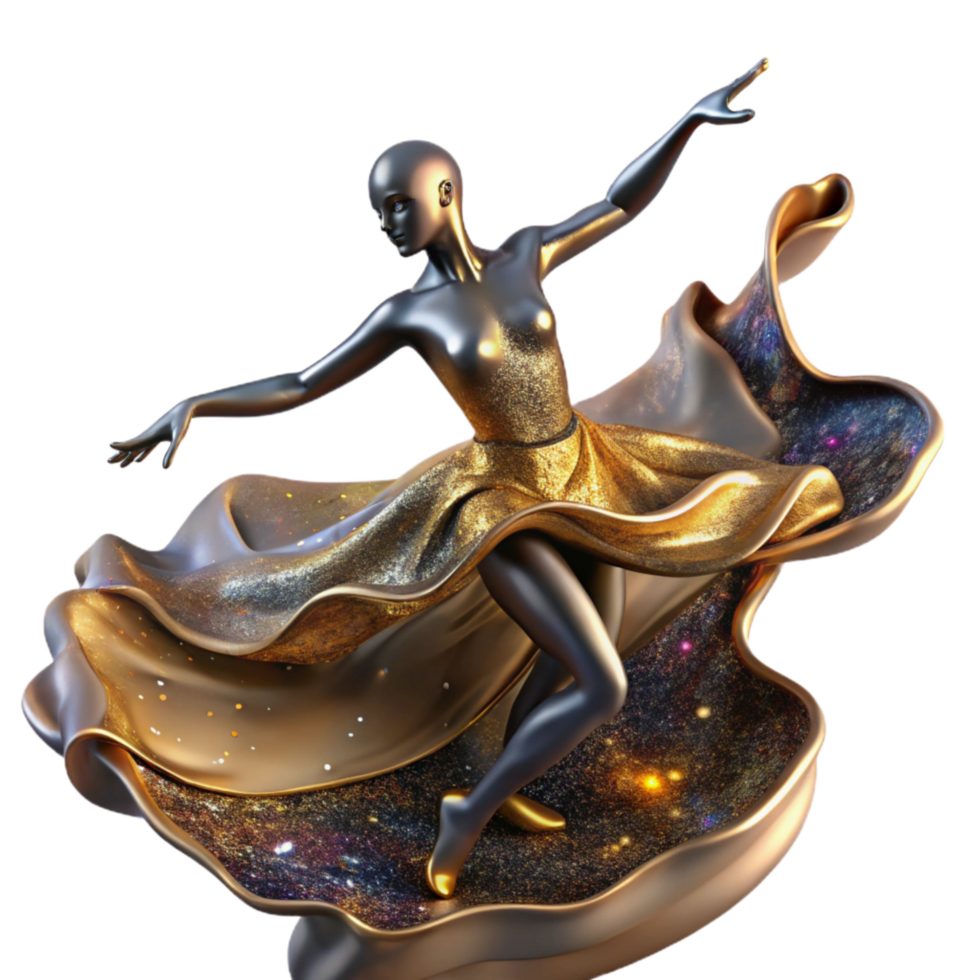 wonderful abstract Bronze Sculpture Dancer Fluid Movement Isolated Element professional png