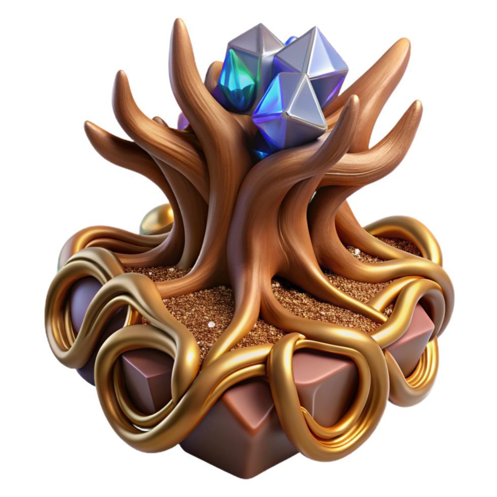 extraordinary classic Brown Tree Root Fractal Design Cutout Top View authentic png
