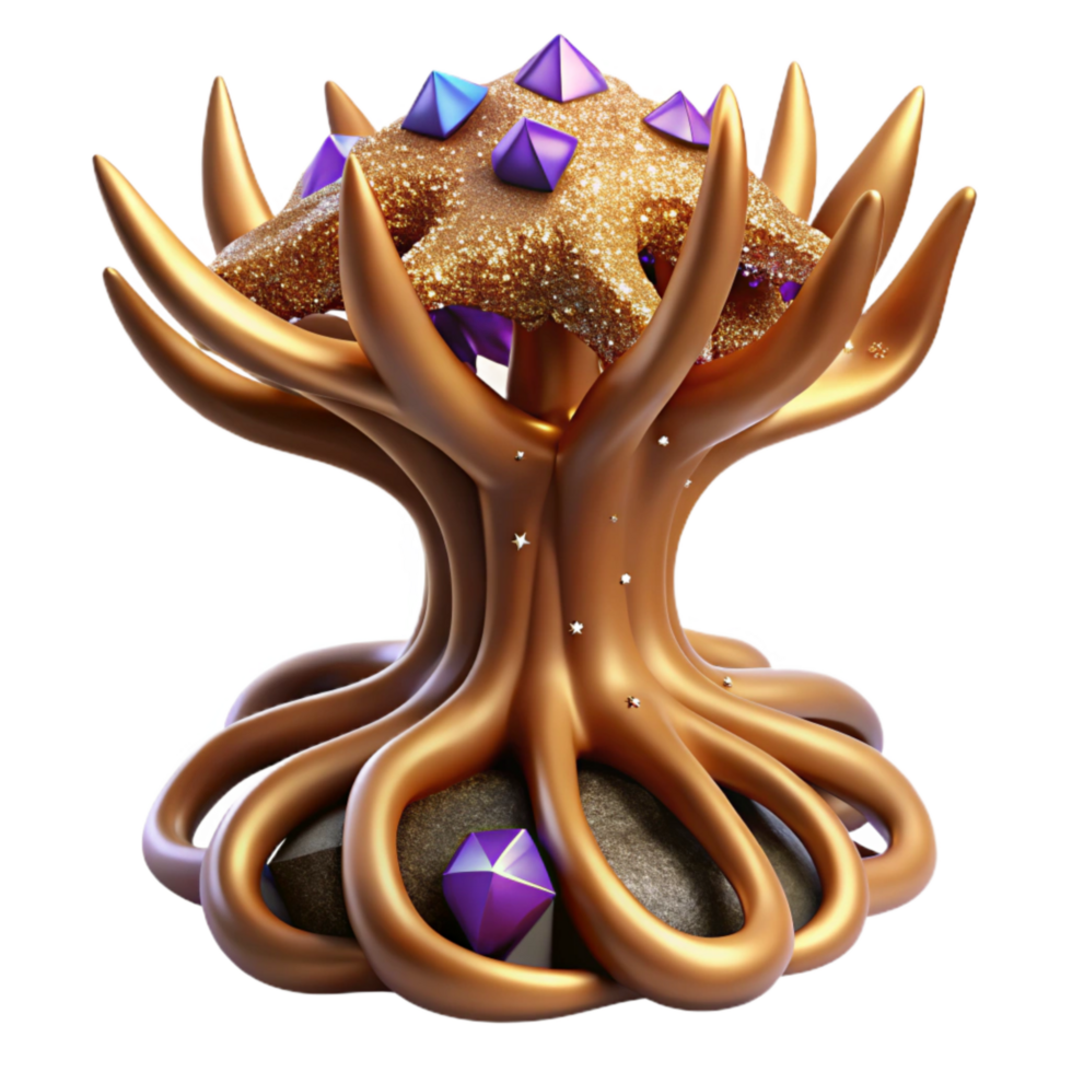 stunning minimalist Brown Tree Root Fractal Design Cutout Top View authentic png