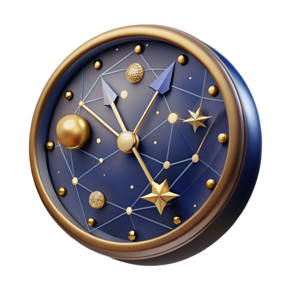 serene vintage Celestial Clock with Constellations Isolated Element genuine png