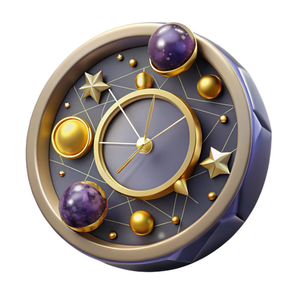 magnificent rustic Celestial Clock with Constellations Isolated Element original png