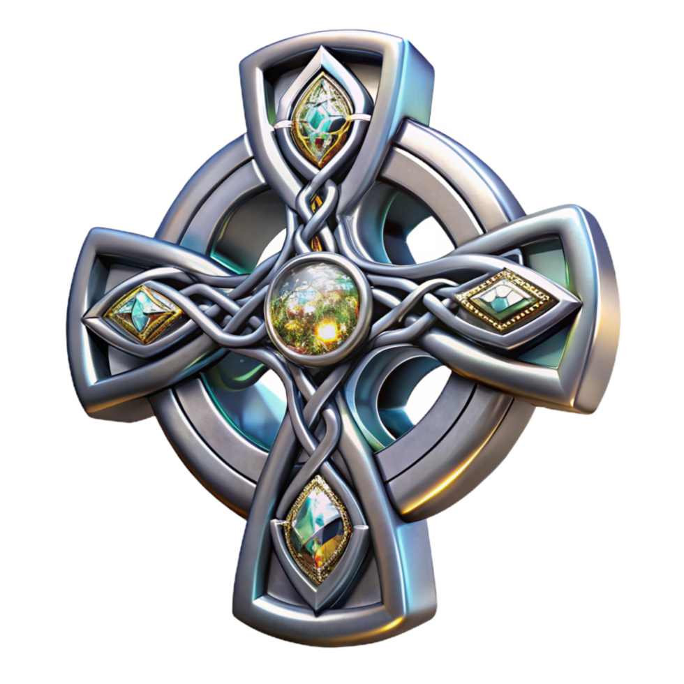 vibrant classic Celtic Cross Ornament Detailed Silver Isolated Element high quality png