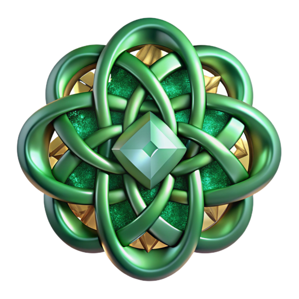 impressive traditional Celtic Interlace Knotwork Abstract Design Green Transparent Background exclusive png