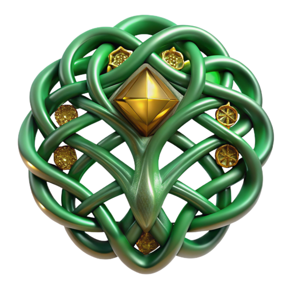 magnificent artistic Celtic Tree of Life Knotwork Design Green Transparent Background professional png