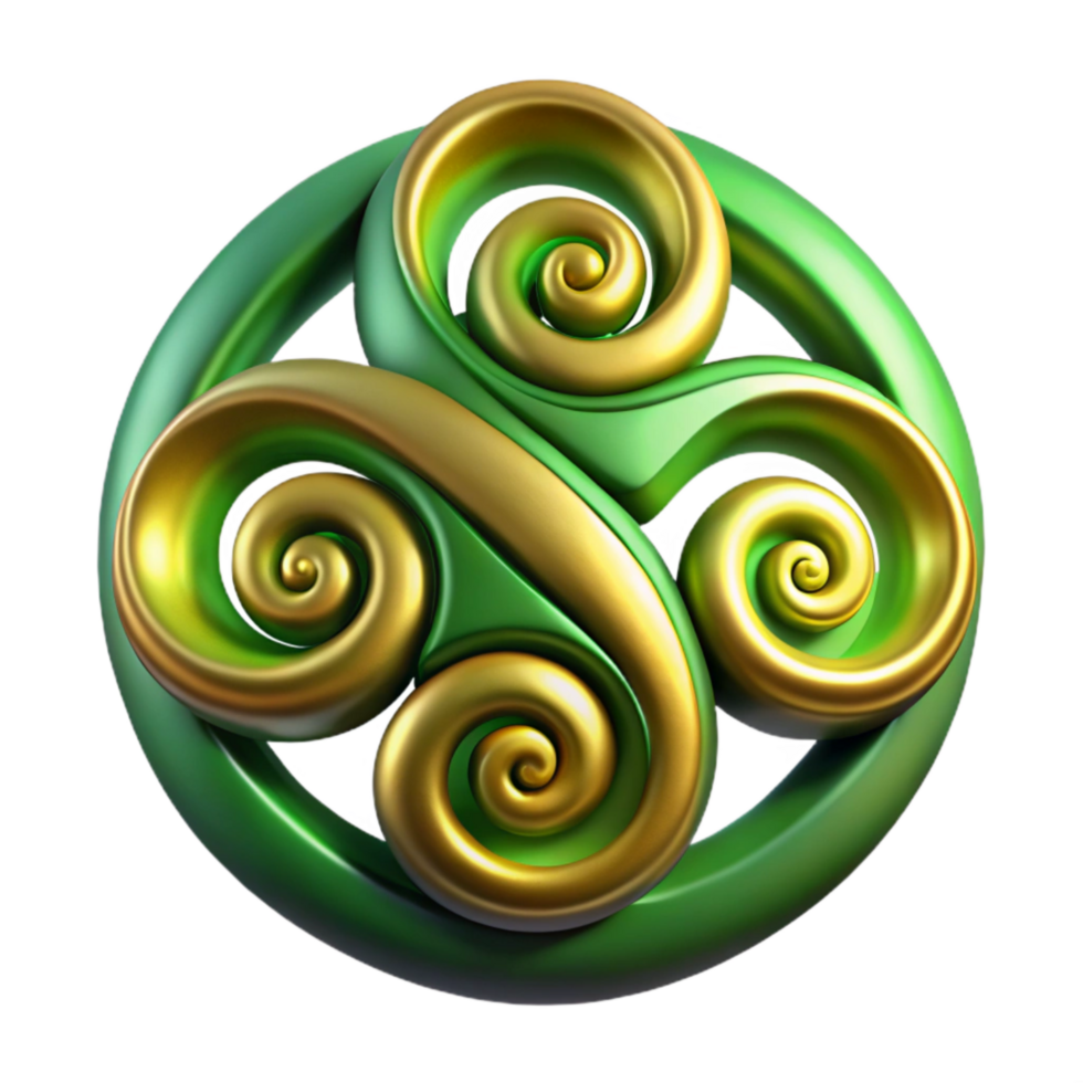 wonderful modern Celtic Triskelion Symbol Spiral Green Transparent Background authentic png
