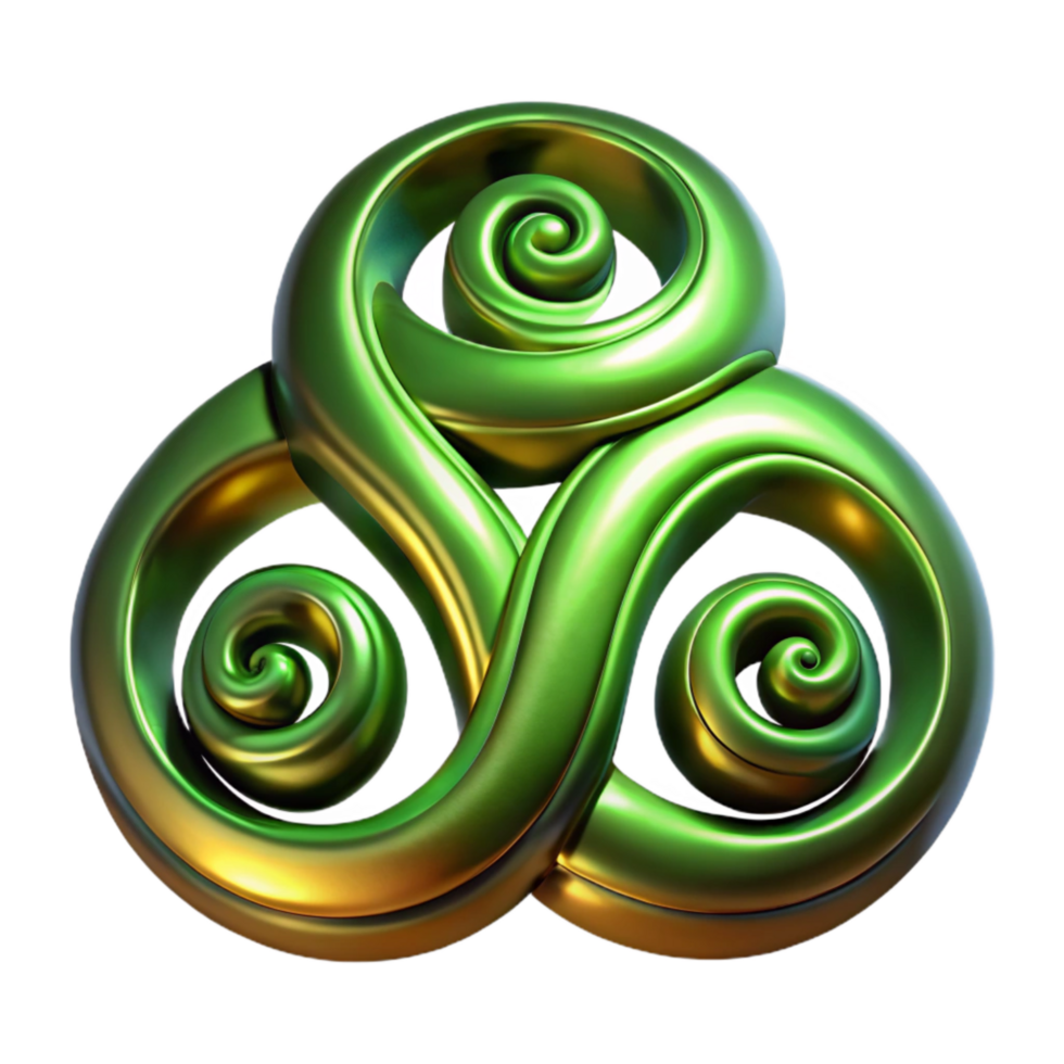 beautiful artistic Celtic Triskelion Symbol Spiral Green Transparent Background original png