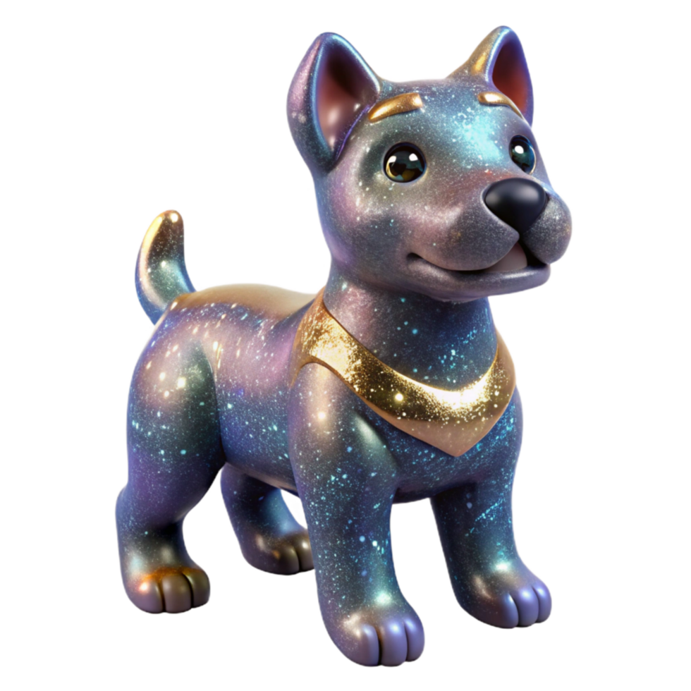 magnificent rustic Ceramic Figurine Dog Playful Pose Isolated on Transparent Background genuine png