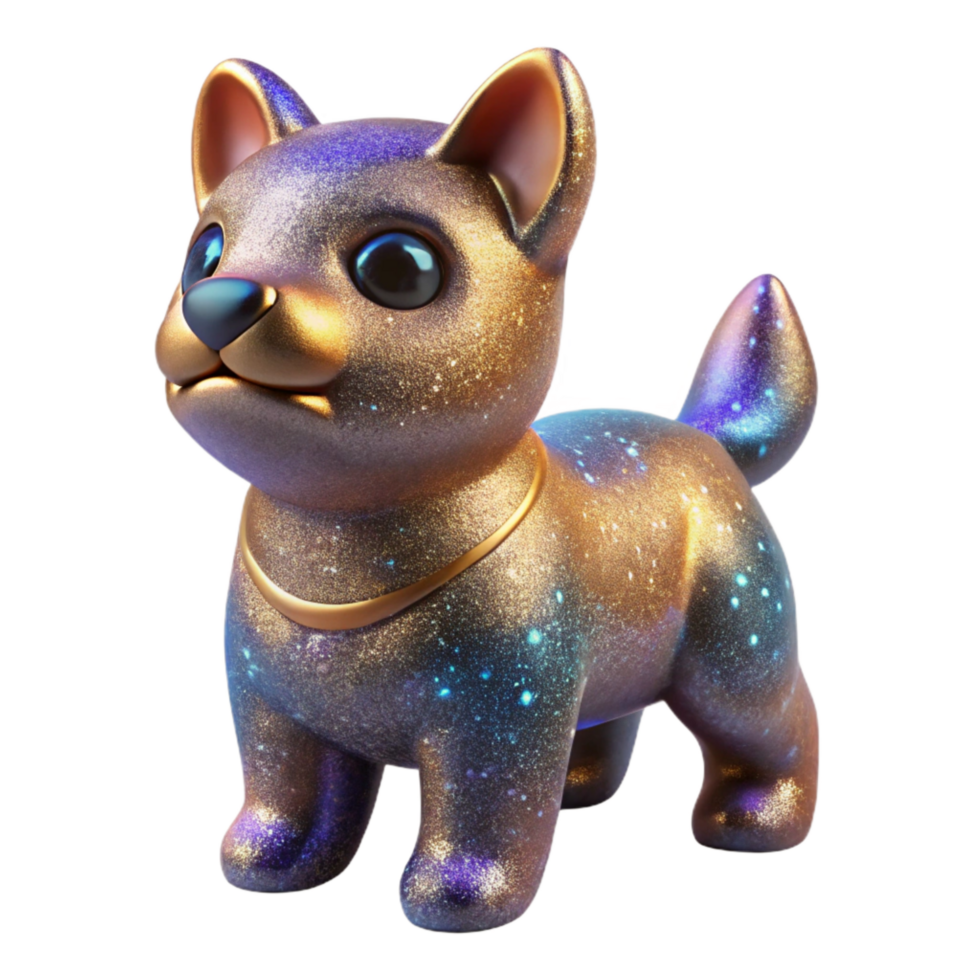 beautiful modern Ceramic Figurine Dog Playful Pose Isolated on Transparent Background genuine png