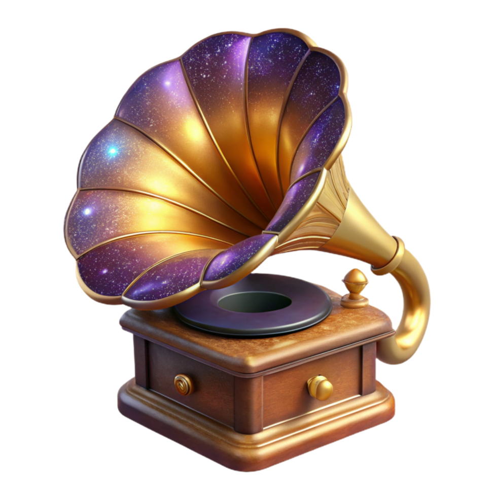 magnificent artistic Classic Phonograph Side Angle Isolated on White detailed png
