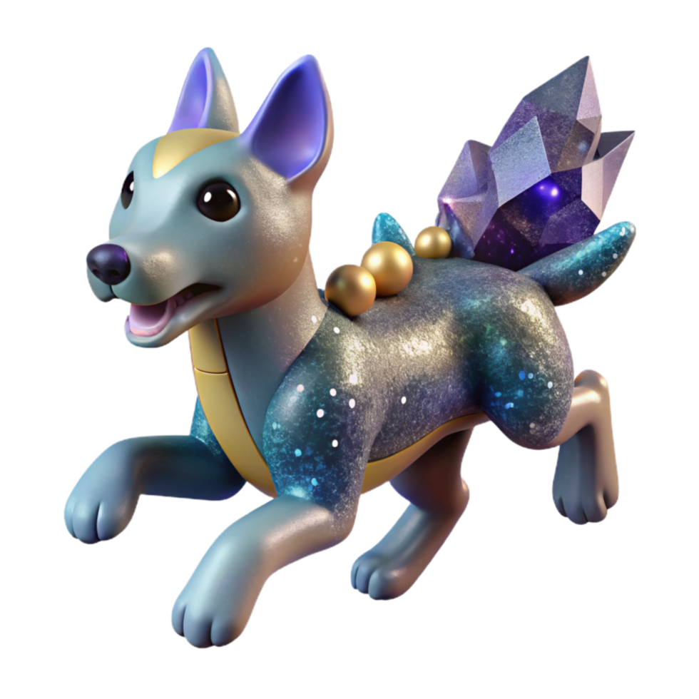 dramatic contemporary Clay Figurine Dog Running Playful Movement Transparent Background detailed png