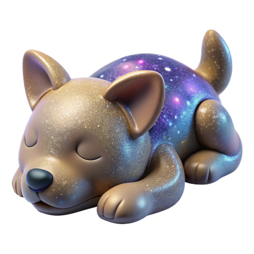 dramatic modern Clay Figurine Dog Sleeping Pose Peaceful Expression Transparent Background detailed png