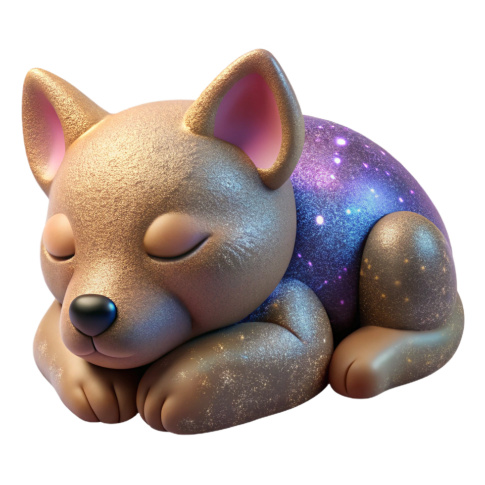extraordinary artistic Clay Figurine Dog Sleeping Pose Peaceful Expression Transparent Background detailed png