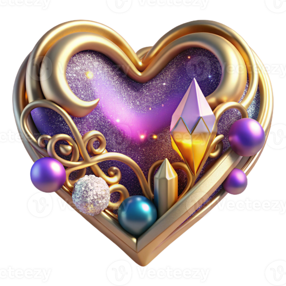 magnificent artistic Colorful Calligraphy Heart Design Isolated original png