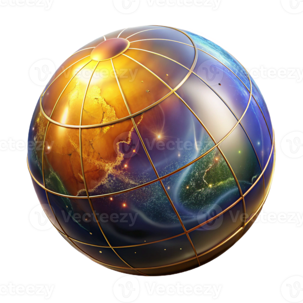 impressive classic Colorful Globe with Latitude Lines Transparent Background authentic png