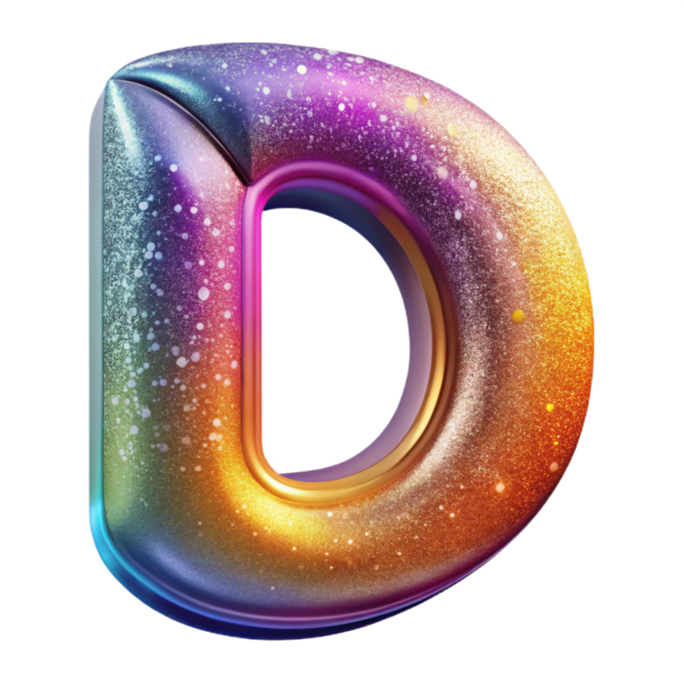 impressive modern Colorful Gradient Font Letter D Transparent Background original png